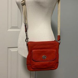 Red Pebble Leather Crossbody Purse